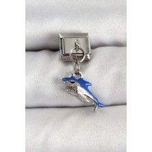 Belle Fusion Mey Ithalat® 316L Çelik Sallantılı Köpekbalığı Model Gümüş Renk Nomination Charm