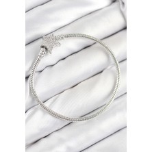Belle Fusion Mey Ithalat® Pirinç Charm Zirkon Taşlı Yıldız Model Gümüş Renk Kadın Bileklik