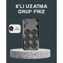 Belle Fusion Mey Ithalat® Termal Akım Korumalı 6’lı Uzatma Priz USB Type-C Hızlı Şarj 2500W