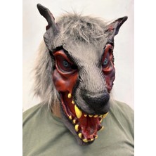 Belle Fusion Mey Ithalat® Kafaya Tam Geçmeli Lateks Dişli Ağzı Açık Kurt Maskesi Nessiworld