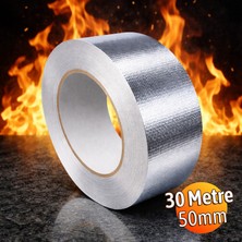 Badem10 Fiberglas Çok Amaçlı Gümüş Renk Yanmaz Bant Gümüş Renk Kendinden Yapışkanlı 30 Metre 50 mm