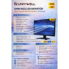 Uniywell Teknoloji Caddesi Unıywell 22 Inç 75 HZ 5 MS LED (Vga+Hdmi) 1680 x 1050 LCD Monitör
