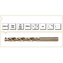 Belle Fusion Mey Ithalat® Makina Takım Hss-E Altın Seri Inox Delme Matkap Ucu 9 mm