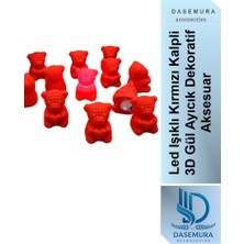 Dasemura Sevgililer Günü , Romantik LED Işıklı Kırmızı Kalpli 3D Gül Ayıcık Dekoratif Aksesuar (1 Adet)