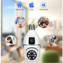 Ergin Group 4mp 4K Ultra Hd Çift Lens Ip Ampul Kamera Hareketli Dış Mekan Gece Görüş Wi-Fi Güvenlik Kamerası