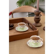 Yeşil Kır Çiçekleri 2 Kişilik Kahve Fincan Takımı, 80 ml