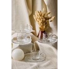 Şeffaf 6’lı Boncuk Kulplu Kahve Fincanı Seti