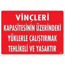 Belle Fusion Mey Ithalat® Vinçleri Kapasitesinin Üzerindeki Yüklerle Çalıştırarak Tehlikeli ve Ya Uyarı Levhası 25X35 KOD:1334