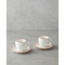 Renkli Porselen Kahve Fincan Takımı 4 Parça, 2 Kişilik, 90 ml