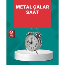 Belle Fusion Mey Ithalat® Dekoratif Gümüş Işıklı Alarmlı Masa Saati Sessiz Mekanizma
