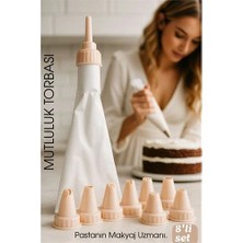 Belle Fusion Mey Ithalat® Profesyonel 8'li Krema Sıkma Torbası Seti | Pastacılık Dekorasyon Uçları ve Fırfır Başlıkları