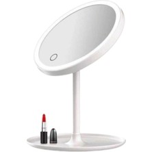 Belle Fusion Mey Ithalat® LED Işıklı Yuvarlak Makyaj Aynası – Dokunmatik Ayarlanabilir Işık Tonlu, 360° Döner Masaüstü Profesyonel Makyaj ve Cilt Bakım Aynası