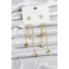 Belle Fusion Mey Ithalat® Papatya Model Gold Renk Pirinç Sallantılı Kadın Küpe