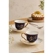 Kobalt Renkli 2'li Kahve Fincan Takımı Şık ve Zarif Tasarım