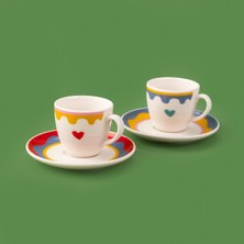 Renkli 4 Parça Porselen Fincan Takımı, Şık ve Kullanışlı Set