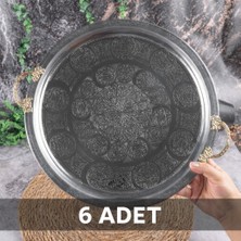 Dmt Copper Home 430 Kalite Krom Çelik Kulplu 6 Adet Tepsi 35 cm – Fırına Uygun, Osmanlı Motifli, Kebap & Restoran Sunum Tepsisi