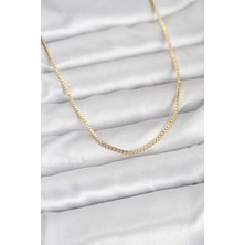 Belle Fusion Mey Ithalat® cm 14K Gold Renk Kare Zincirli Model 60 cm Kadın Kolye