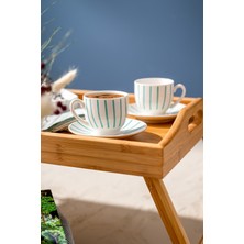 Şık Yeşil 2 Kişilik 90 ml Kahve Fincan Takımı, Zarif ve Modern Tasarım