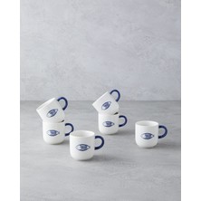 6'lı Mavi Seramik Kahve Fincan Takımı, 130 Ml, Şık ve Dayanıklı