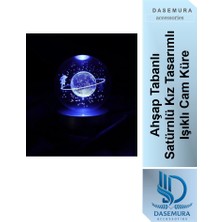 Dasemura Sevgililer Gününe Özel, Ahşap Tabanlı Satürnlü Kız Işıklı Cam Küre 1 Adet