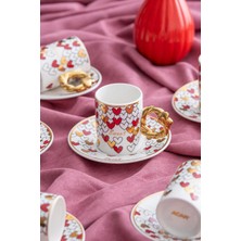 6 Kişilik Kırmızı Kahve Fincanı Takımı, 90 Ml, Şık ve Zarif Tasarım