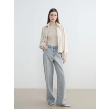 LC Waikiki Lcw Modest Indigo Wideleg Taşlı Kadın Jean Pantolon