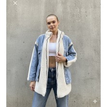 Akasha Design Denim Detaylı Peluş Mont