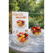 Gülümseten Avm 12 Parça Cam Sunum Seti | 6 Kase + 6 Tabak | Meyve, Tatlı ve Çerez Servisi - Beyaz- Tek Ebat