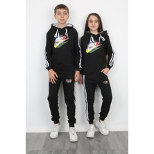 Mavi Boncukk Erkek Çocuk Kapüşonlu Eşofman Takımı  Alt Üst 2’li