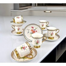 Çırağan Home Ayaklı Çiçekli Kahve Fincan Takımı RSY-244