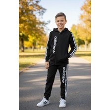 Mavi Boncukk Erkek Çocuk Kapüşonlu Eşofman Takımı  Alt Üst 2’li