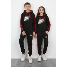 Mavi Boncukk Erkek Çocuk Kapüşonlu Eşofman Takımı  Alt Üst 2’li
