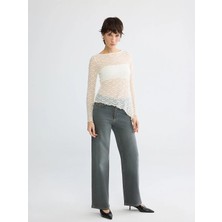 LC Waikiki Lcw Jeans Gri Wideleg Kadın Jean Pantolon