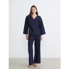 LC Waikiki Lcw Comfort Indigo Beli Lastikli Wideleg Kadın Jean Pantolon