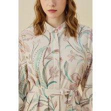 Merwish Çiçekli Yaz Elbise 1776 Pudra