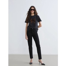 LC Waikiki Lcwaıkıkı Classic Siyah Beli Lastikli Slim Mom Kadın Jean Pantolon