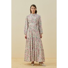 Merwish Çiçekli Yaz Elbise 1757 Fuşya