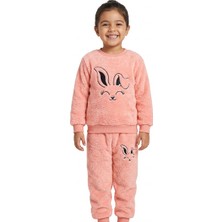 Mavi Boncukk Kız Çocuk Peluş Eşofman Takımı  Alt Üst 2’li Peluş