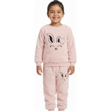 Mavi Boncukk Kız Çocuk Peluş Eşofman Takımı  Alt Üst 2’li Peluş