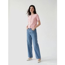 LC Waikiki Lcw Comfort Indigo Wideleg Taşlı Kadın Jean Pantolon