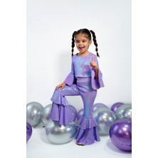 Duca Parıltılı Payetli Volan Kol Kat Kat Paça Kız Çocuk Takımı