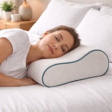 Gön Ev Tekstili Ortopedik Çift Taraflı Boyun Destekli Visco Yastık – 40x60 cm 15x12 cm Omurga Hizalayan Ergonomik Yastık