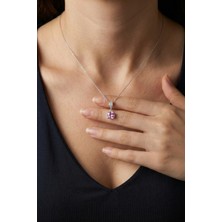 Parmas Design Tektaş Pembe Zirkon Taşlı 925 Ayar Gümüş Kadın Minimal Kolye