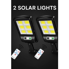 Marsilyan 2  Adet  Büyük Boy 128 Led Solar Bahçe Sokak Lambası Hareket Sensörlü Kumandalı 3 Modlu  Güneş