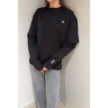 Magarde Parça Kollu Basic Sweat- Siyah