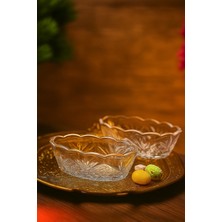 Gülümseten Avm 6’lı Oval Cam Kayık Lokumluk | Kahve Yanı Renkli Lokum Sunumluk | Şık Cam Çerez Kase Seti - Beyaz