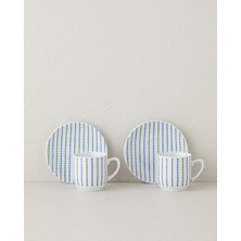 Mavi-Yeşil 4'lü Porselen Kahve Fincan Takımı, Şık ve Zarif Tasarım