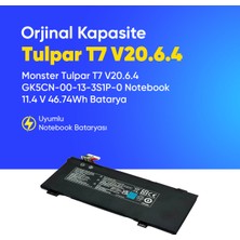 Monster Tulpar T7 V20.6.4 GK5CN-00-13-3S1P-0 Notebook 11.4 V 46.74Wh Batarya – Orjinal Uyumlu, Yüksek Performanslı