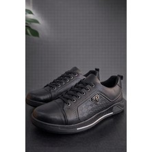 Premium Siyah Deri Erkek Günlük Ayakkabı – Konfor Tabanlı, Şık ve Dayanıklı Tasarım