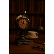 Marsilyan Vintage Dünya Küresi Tasarımlı Polyester Masa Saati – Ofis ve Ev İçin Şık Antika Model 19 cm-M